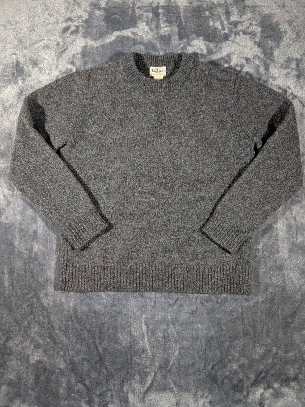 LL Bean Sweater Mens Gray 100% Lambswool Crewneck Knit Pullover ID 509750, 1305